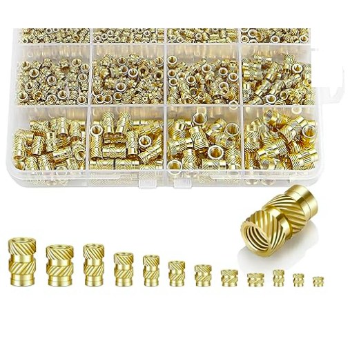 520Pcs M2 M3 M4 M5 Threaded Inserts Assortment Kit for 3D Printing Components, Metric Brass Knurled Nuts, Insert by Heat into Plastic Parts